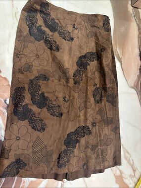 Joseph Brown Floral-Print Skirt